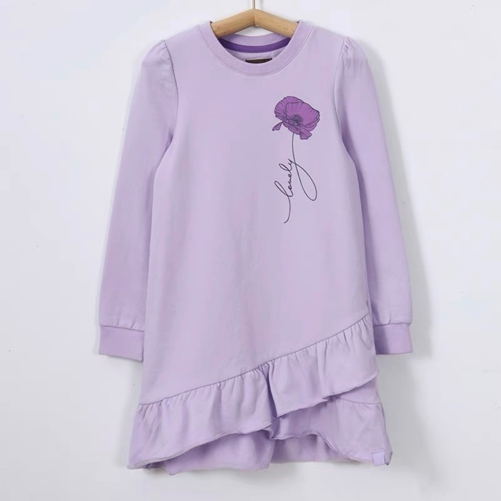 Miss Moon girl's Purple long sleeve DropWaist  dress Size 7T